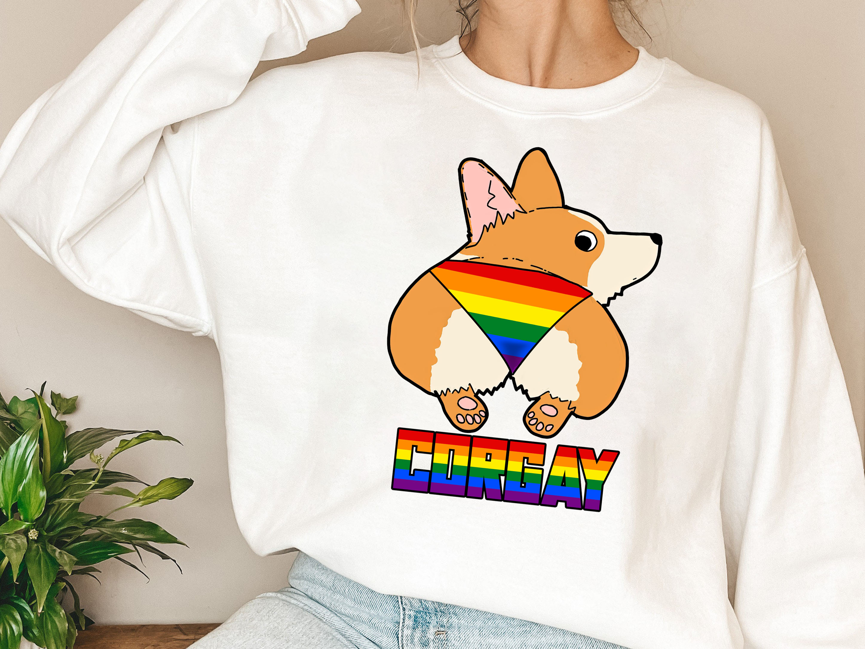 Vintage LGBTQ Gay Pride Rainbow Flag Corgi Corgay Pun NL Buy T Shirt