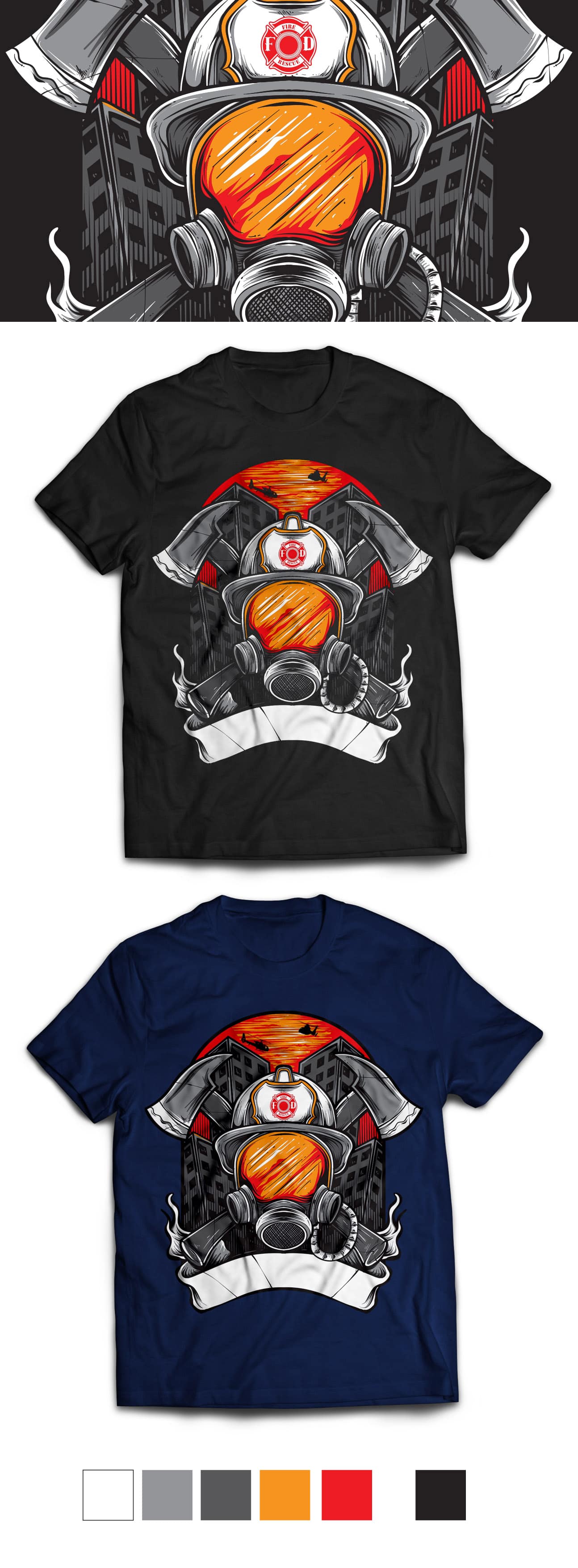 FIREFIGHTER t shirt designs for printify