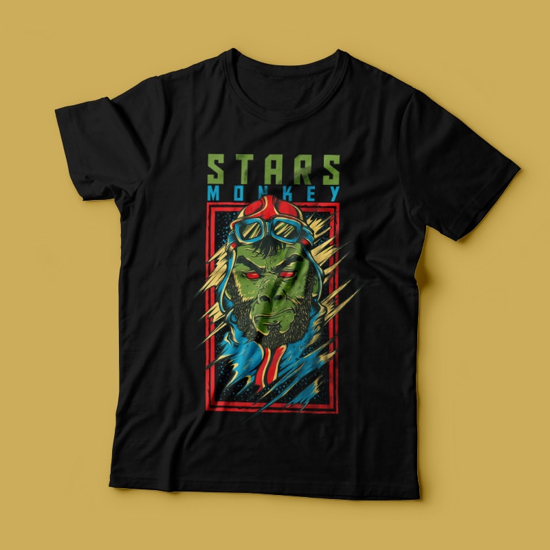 Stars Monkey buy t shirt designs artwork