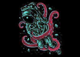 Astronaut octopus t shirt design