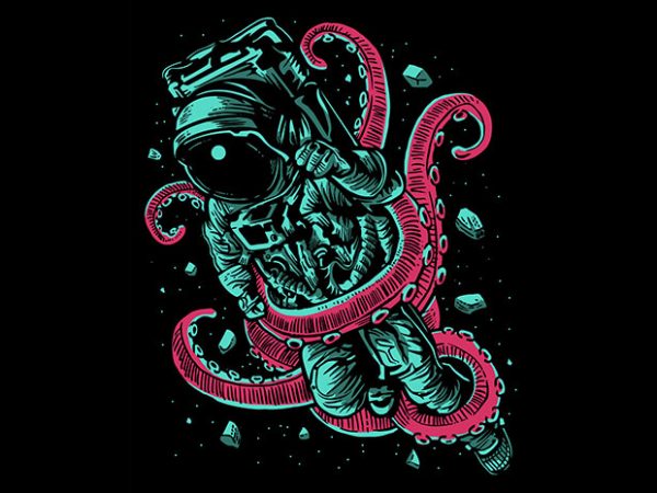 Astronaut Octopus T shirt Design
