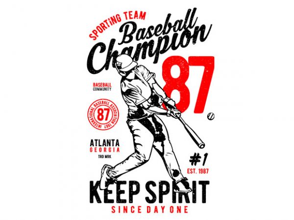 Baseball champion vector t shirt design artwork