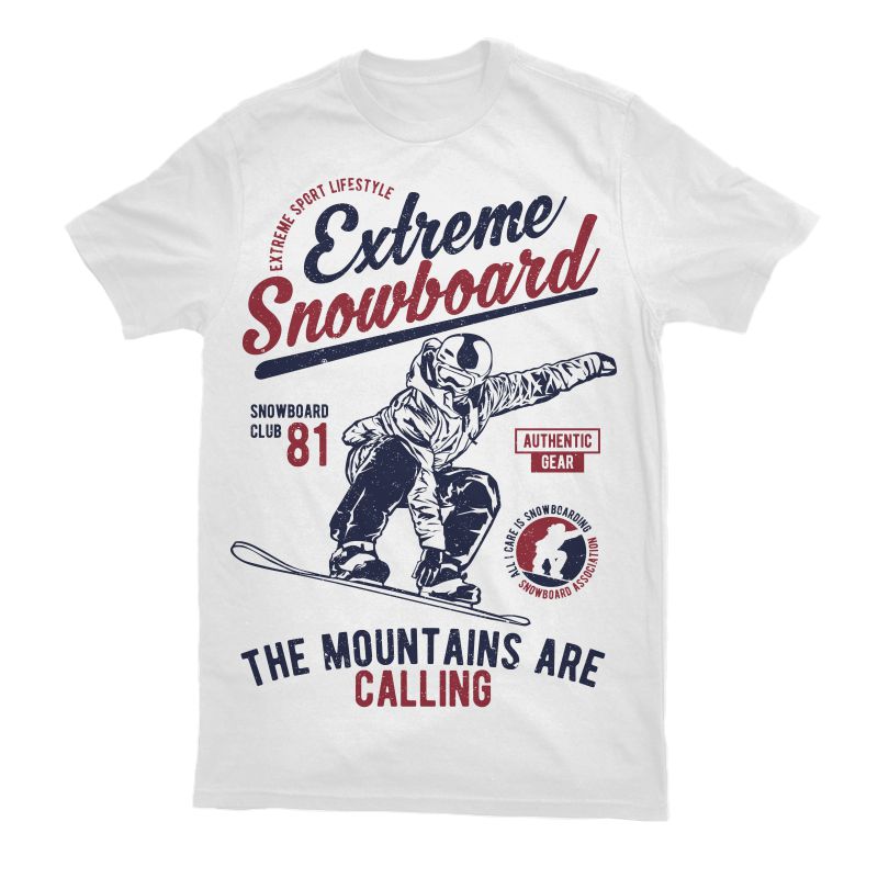 Extreme Snowboard t shirt designs for print on demand