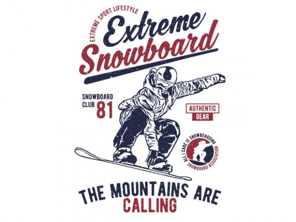 Extreme snowboard vector t-shirt design for commercial use