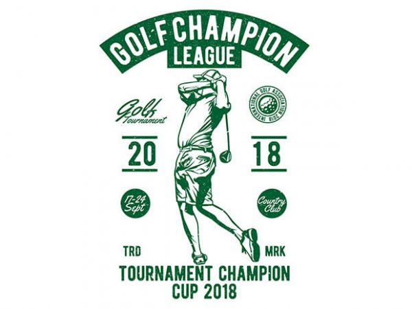 Golf champion league vector t-shirt design for commercial use