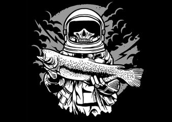 Astronaut Fishing tshirt design