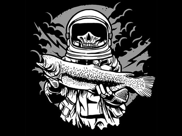 Astronaut fishing tshirt design