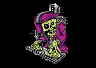 DJ Skull vector t shirt design for download