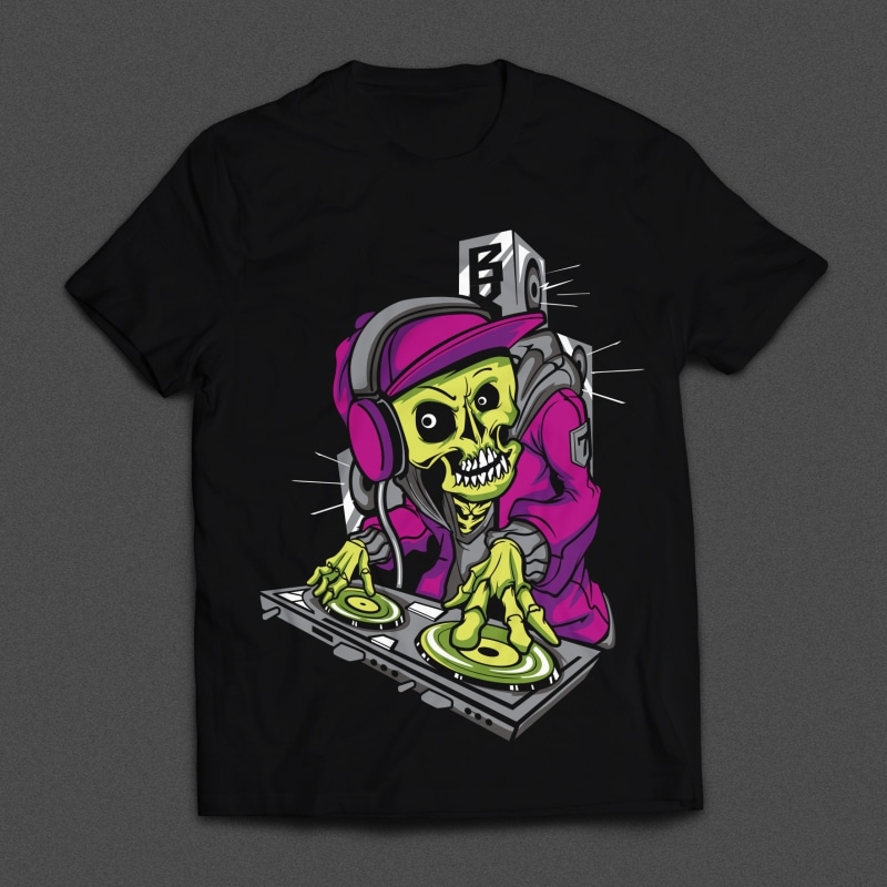 DJ Skull t shirt designs for merch teespring and printful