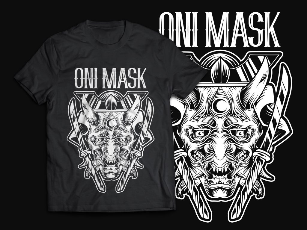Oni Mask T-Shirt Design t shirt designs for print on demand