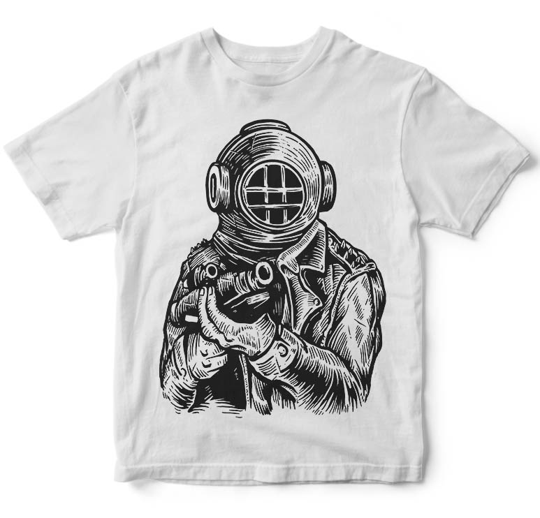 Diver Soldier t shirt design t shirt designs for printful