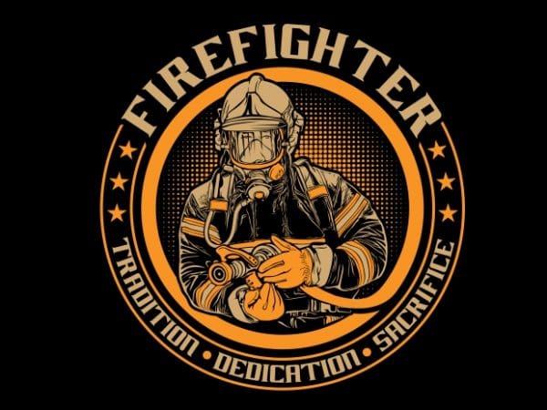 Fire fighter print ready vector t shirt design