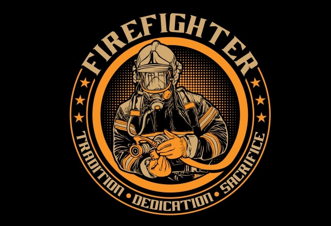 Fire fighter print ready vector t shirt design