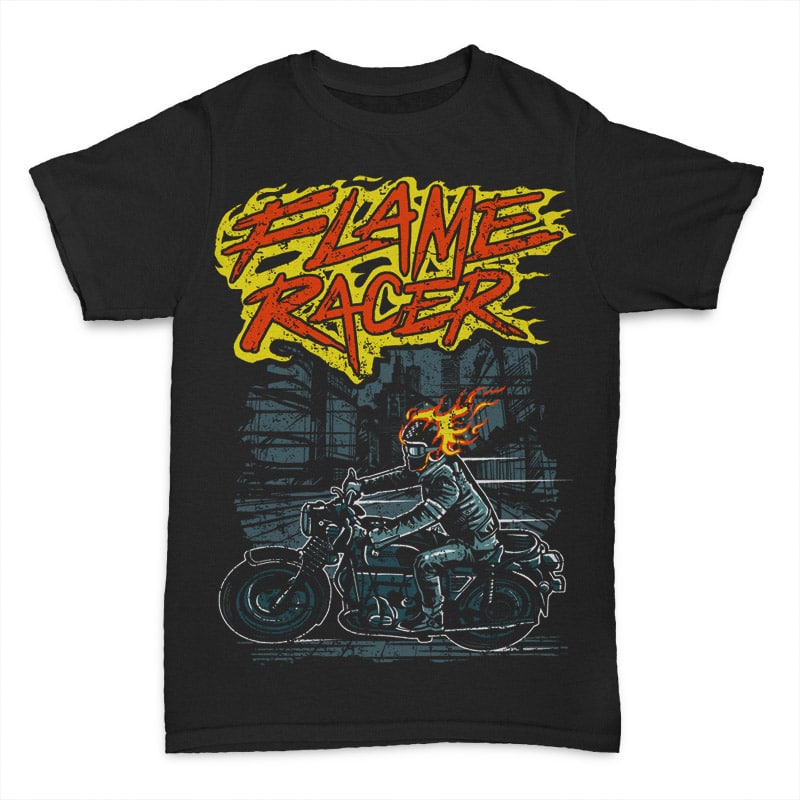 Flame Racer t shirt design t-shirt designs for merch by amazon