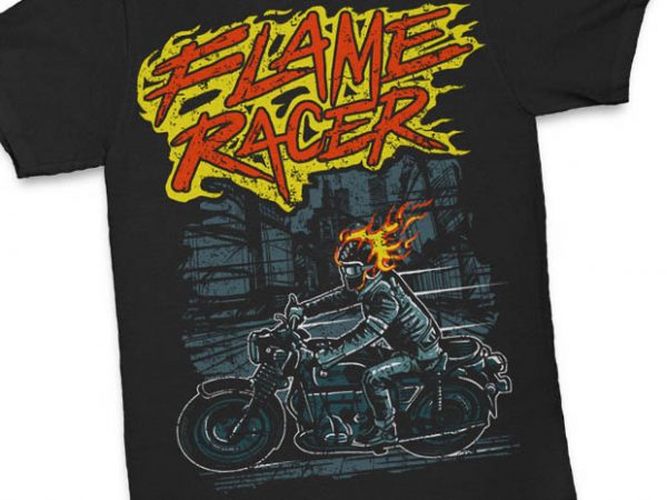 Flame racer t shirt design