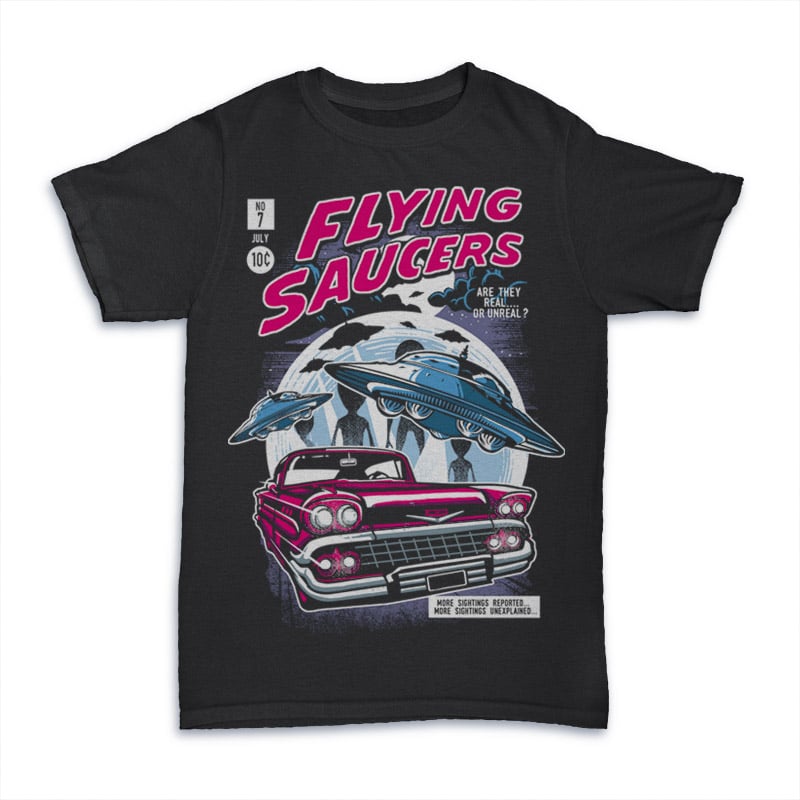 Flying Saucers tshirt design t-shirt designs for merch by amazon