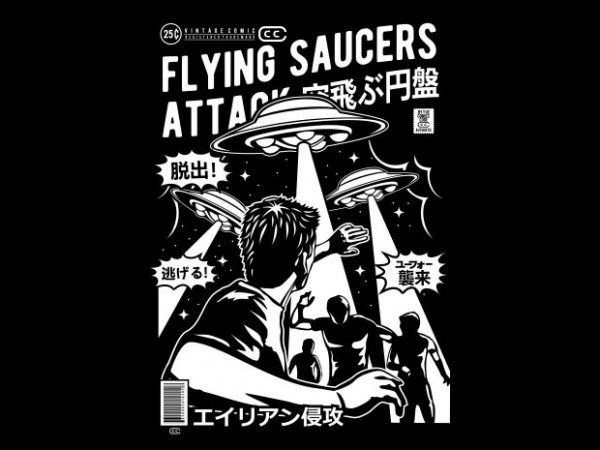 Flying saucers attack tshirt design for sale