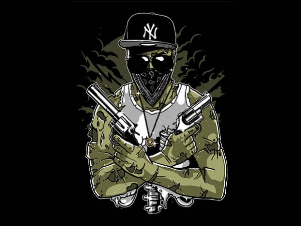Gangsta zombie tshirt design