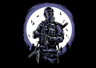 Gas Mask Soldier commercial use t-shirt design