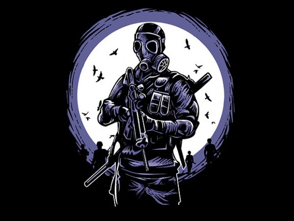 Gas mask soldier commercial use t-shirt design