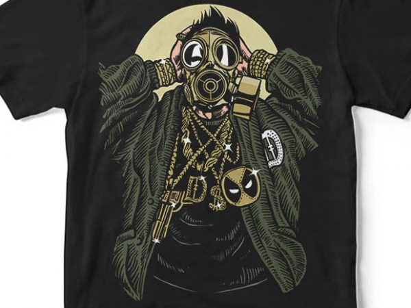 Gasmask gangsta tshirt design