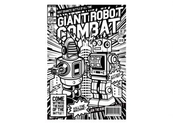 Giant Robot Combat vector t-shirt design for commercial use