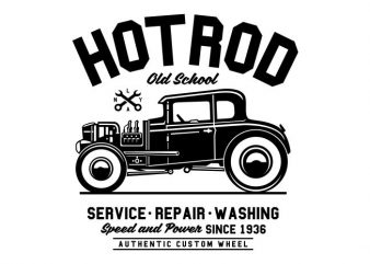 Hot Rod Old School print ready vector t shirt design