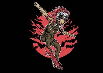 Indian Chief Skateboard tshirt design