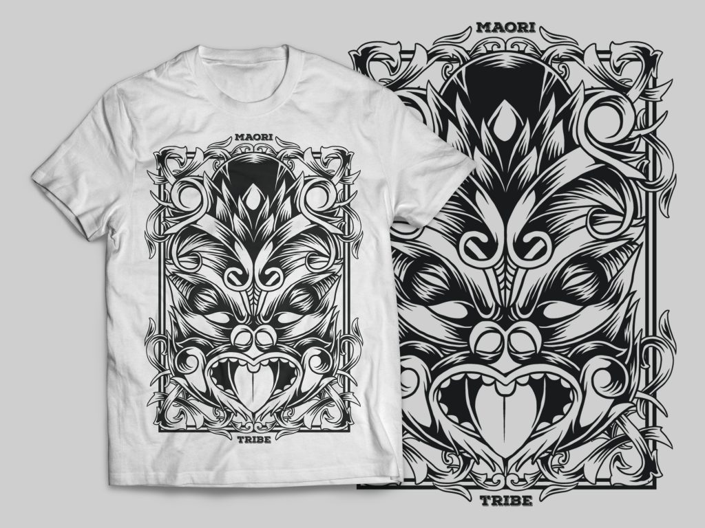 Maori Mask T-Shirt Design t-shirt designs for merch by amazon