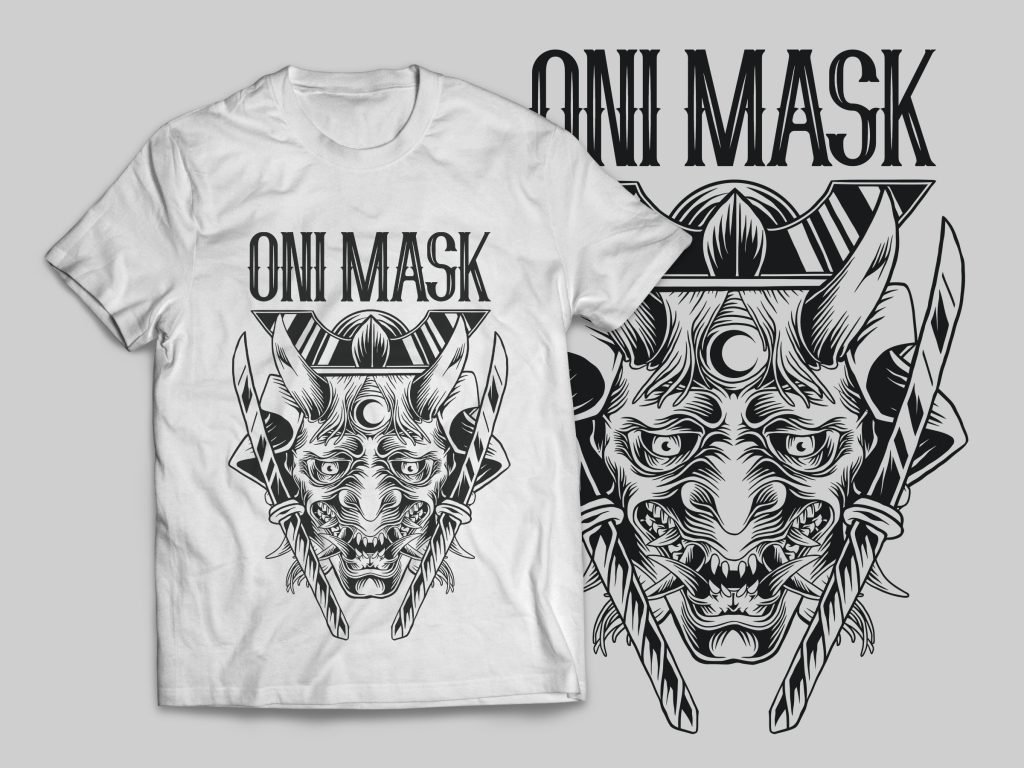 Oni Mask T-Shirt Design t shirt designs for print on demand