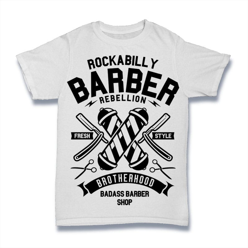 Rockabilly Barber t shirt designs for merch teespring and printful