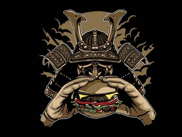 Samurai burger t shirt design