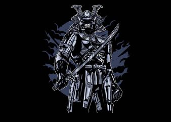 Samurai Robot Skull t shirt design