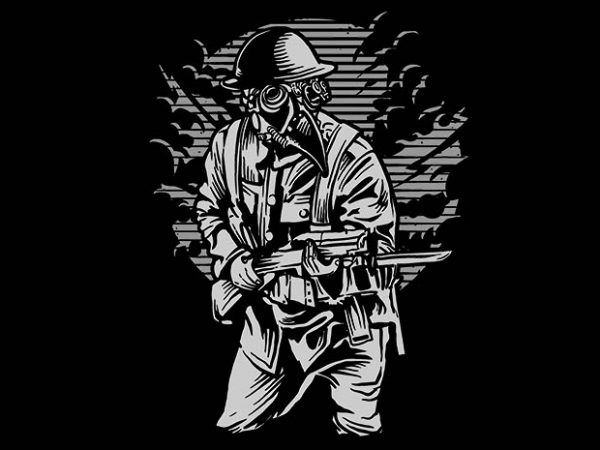 Steampunk style soldier t shirt design