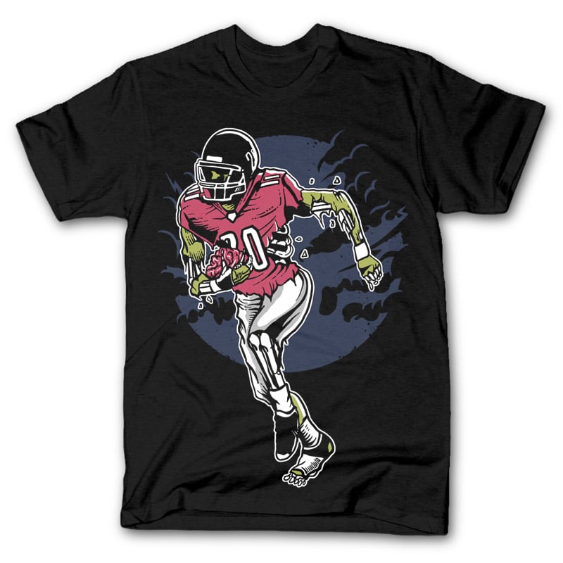 Zombie Football t shirt design t-shirt designs for merch by amazon