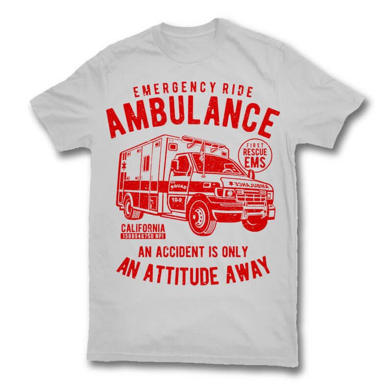 Ambulance vector t shirt design t shirt designs for printful