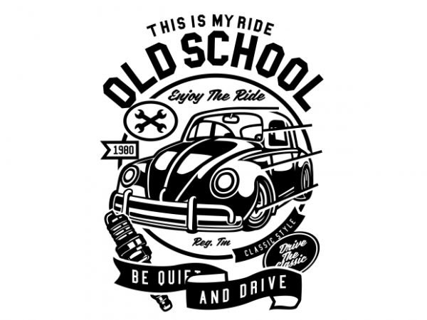 Old School Ride vector t-shirt design for commercial use
