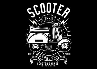 Scooter print ready vector t shirt design