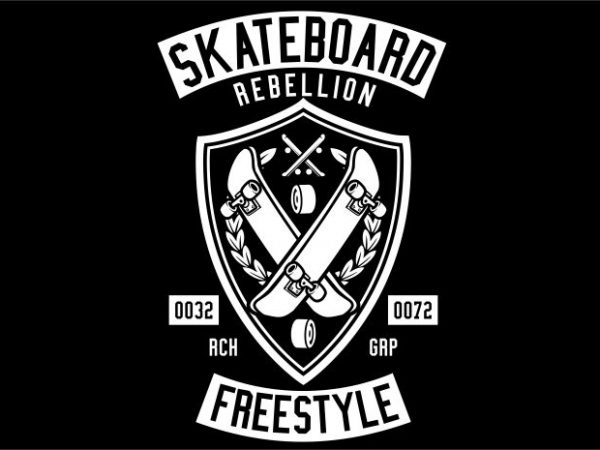 Skateboard rebellion tshirt design for sale