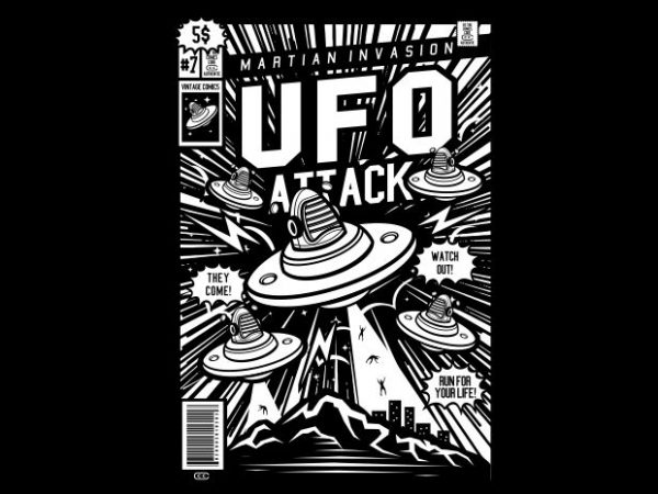 Ufo attack vector shirt design