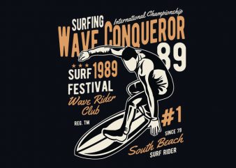 Wave conqueror vector t shirt design