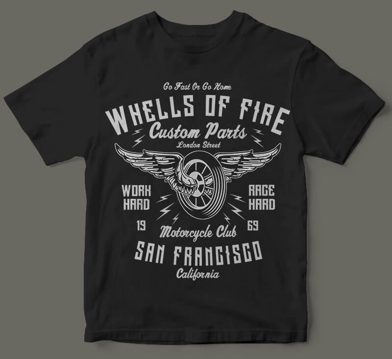 Wheels Of Fire vector t shirt design tshirt-factory.com