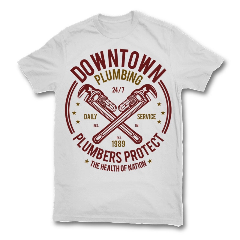 Downtown Plumbing t shirt design t-shirt designs for merch by amazon