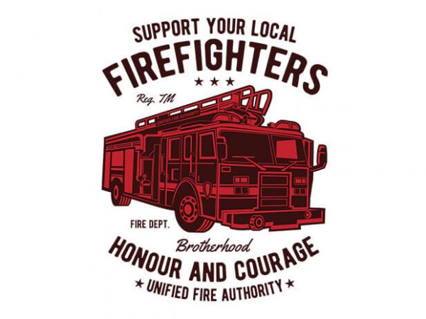 Fire fighters truck t shirt design