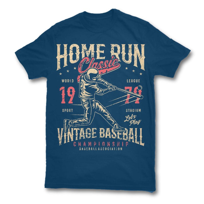 Home Run Classic t shirt design t shirt designs for printify