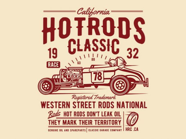 Hot rods race classic t shirt design