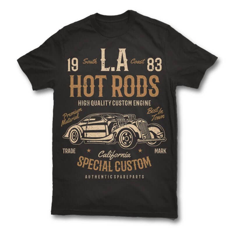 LA Hot Rods t shirt design t shirt design graphic