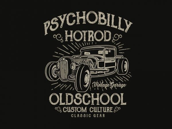 Psychobilly hotrod t shirt design