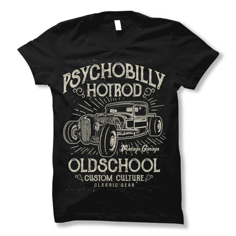 Psychobilly Hotrod t shirt design t shirt designs for sale