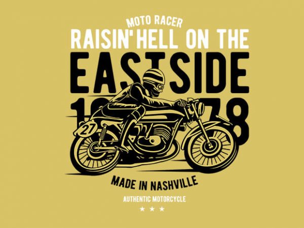 Raisin hell moto racer print ready vector t shirt design